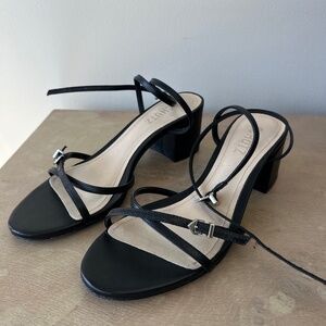 SCHUTZ Liliana Leather Block Heel Sandals – Black – Size 7B